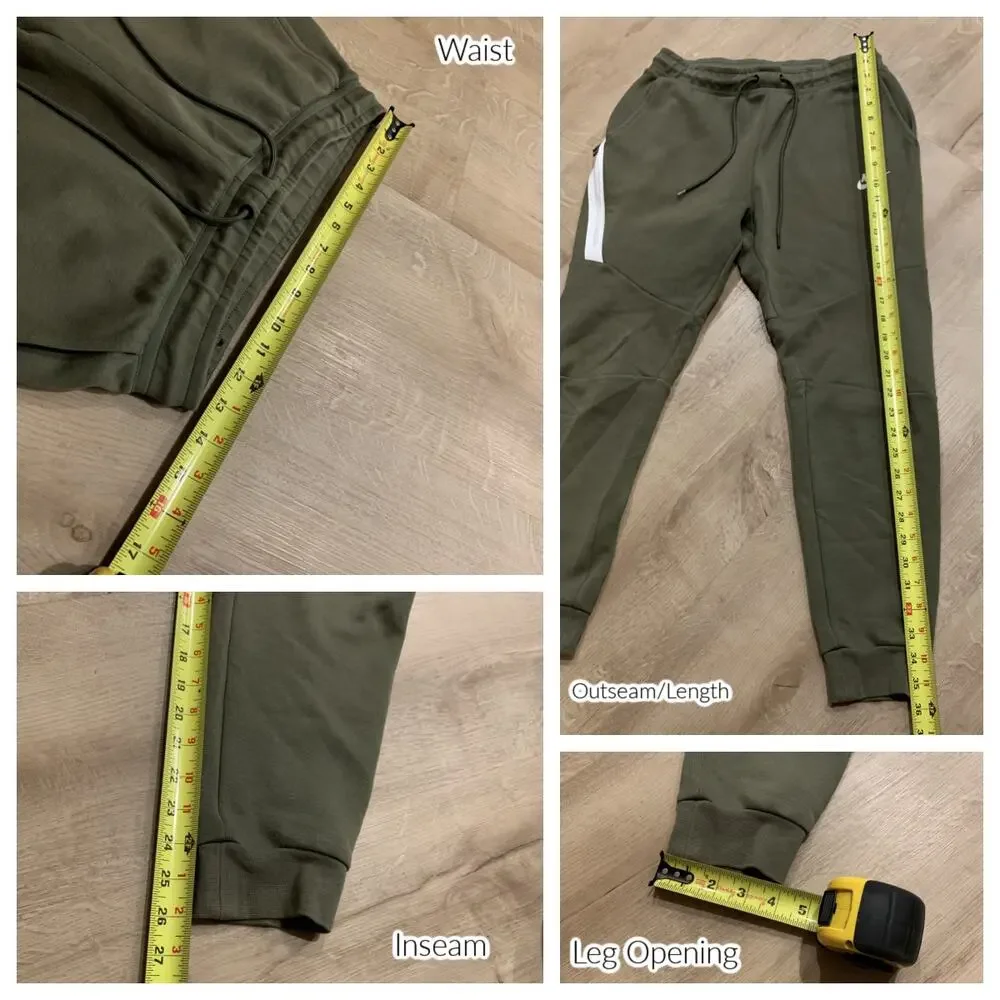 Nike Tech Fleece Pants Men's Small S Olive Green / White Jogger Sweatpants Zip - Picture 7 of 7